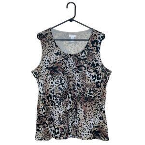 CHICO'S Animal Print Sleeveless Blouse - Size XL